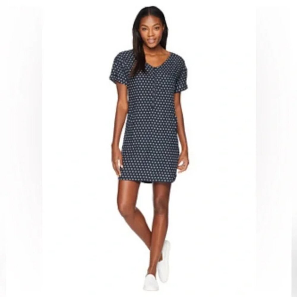 Toad&Co Navy Polka Dot Short Sleeve Shift Mini Dress